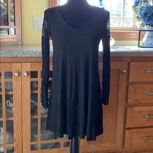 American Eagle black ribbed cotton and lace dress